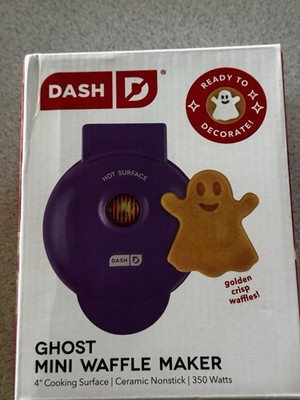 New Dash Ghost Mini Purple Waffle Maker 4'' Cooking Surface Ceramic Nonstick