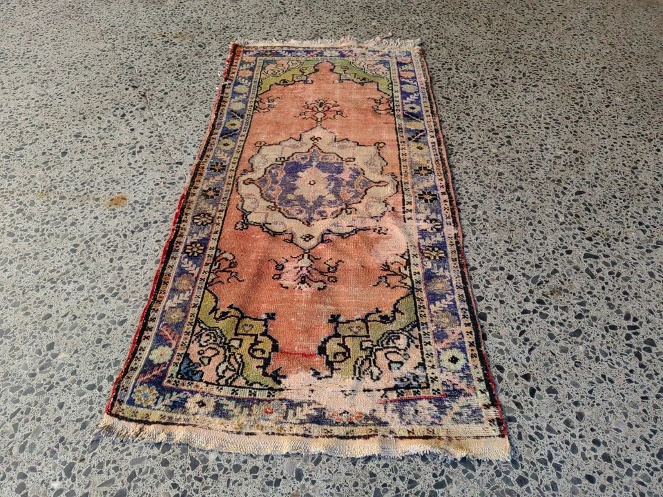 Vintage Turkish Rug 3x6.5 ft | Pastel Lavender Pink | Handmade Wool Carpet - Image 2 of 4