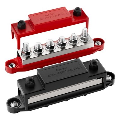 RVBOATPAT 400A Bus Bar 12V Power Distribution Block 6 x 5/16'' Black and Red