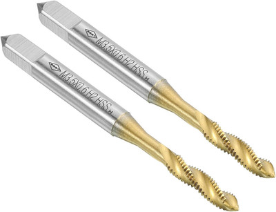 2Pcs Spiral Flute Thread Taps, M3.5 X 0.6 H2 Screw Threading Tap, Titanium Coate