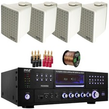 Pyle AM FM MP3 Player Home Theater Receiver, 4x 6.5" 150W Speakers, Banana Plugs