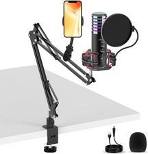 USB Condenser Microphone for PC PS4, PS5 Streaming Singing Podcast Studio, Compu