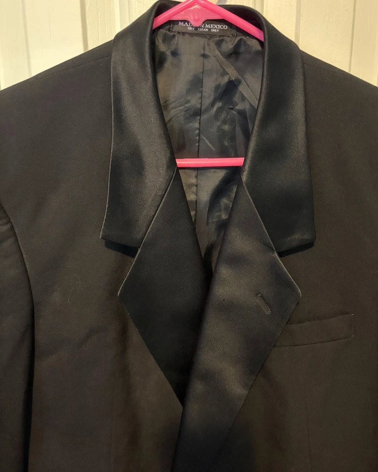 Men's Vintage After Six Black Double Breasted Tuxedo Jacket Size 37S - Image 3 of 4
