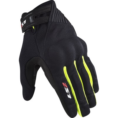 LS2 Dart II Mens Textile Motorcycle Gloves Black/Hi-Vis