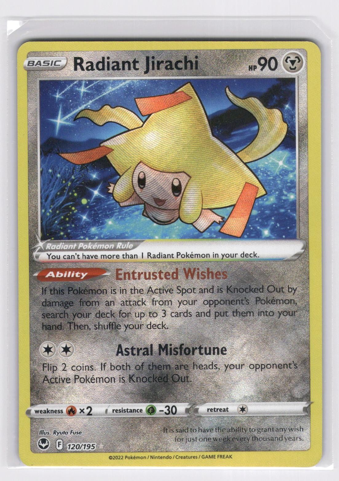 Radiant Jirachi 120/195 - Radiant Rare Silver Tempest Pokemon NM
