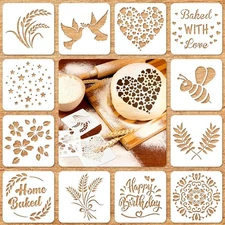 12 Pcs Stencil for Bread Artisan Bread Stencils Baking Mold Set Cook Baking Temp