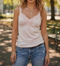 Vintage Olga Camisole Cami Lace Trim Straps Beige Nude Size S Style 925 USA