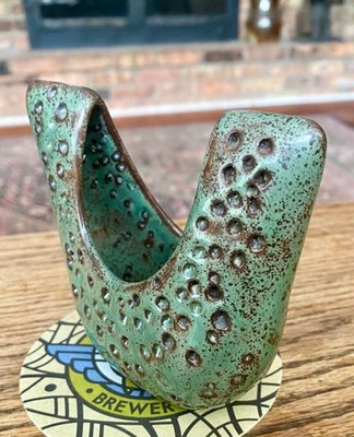 Art Studio Pottery Free Form Stippled Perforated Glazed Clay