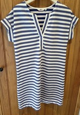 Vineyard Vines Knit Stripe Swing Dress Notch V-Neck Horizontal Cap Sleeve Small