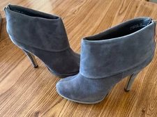 Anne Michelle Gray Suede Stiletto Ankle Boots Back Zip Size 10 - NEW