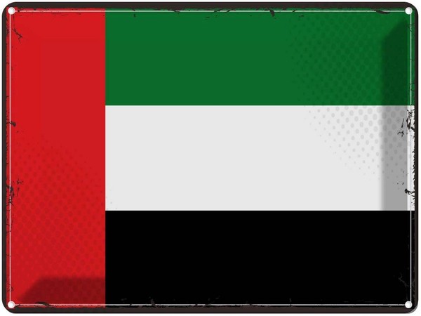 Blechschild 30X40 Cm Arabischen Emirate Retro Flagge Fahne Wappen Deko Geschenk-image