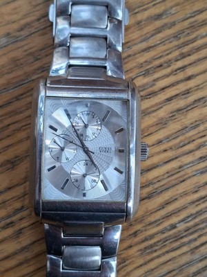 GUESS STEEL  rectangle multifunction men's watch