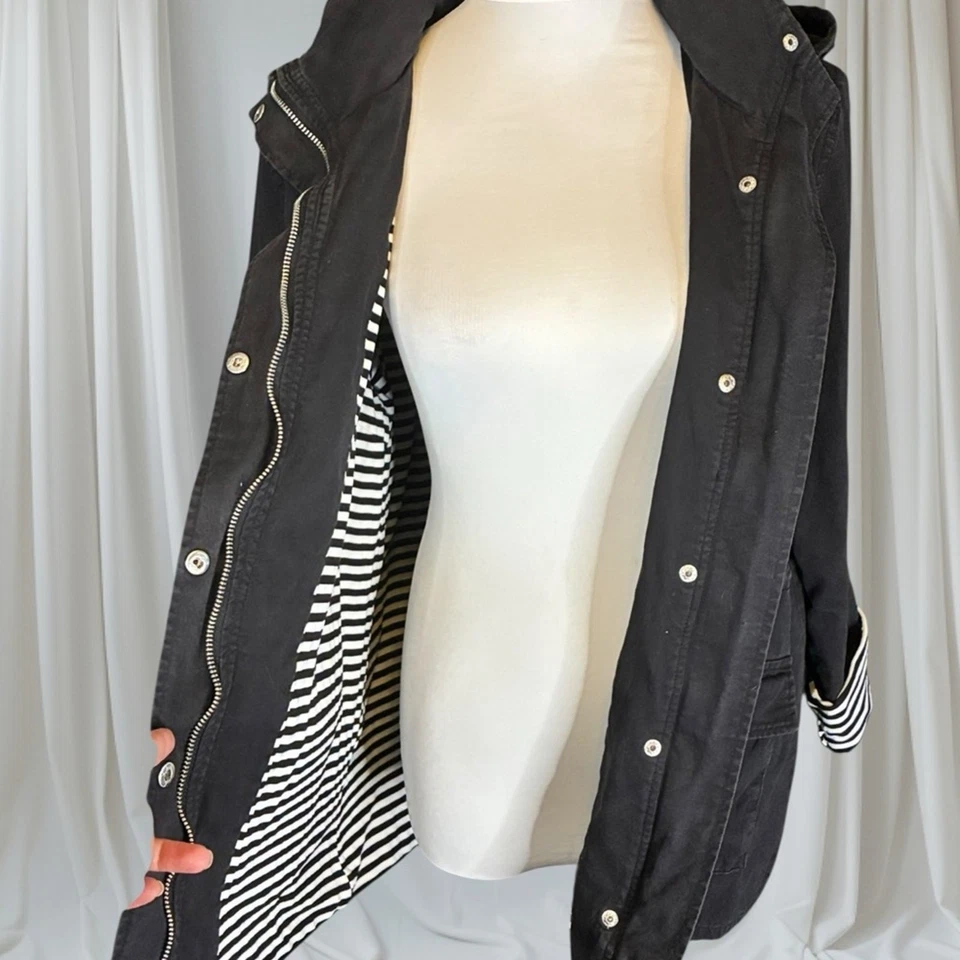 Market & Spruce Charcoal Utility Jacket with Striped Accents - Image 4 of 4
