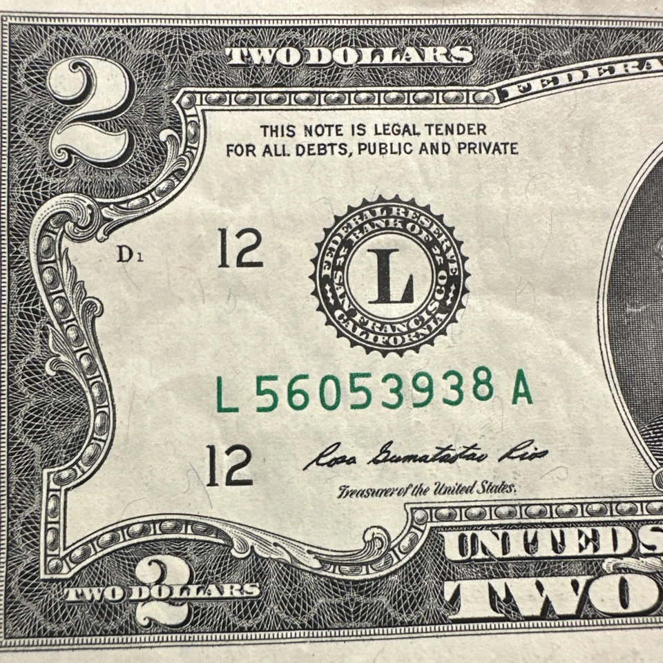 2013 Odometer Serial Number Error $2 Federal Reserve Note (Lot Bill 2) - Image 2 of 4