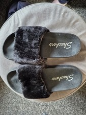 Ladies Skechers Faux Fur Sliders