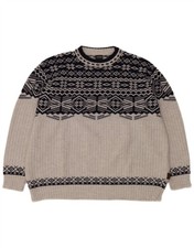 REUSCH Herren Rundhals Pullover Pulli XL grau Fair Isle Polyacryl AR11