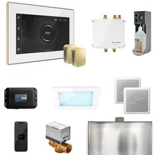 Mr Steam Bliss Max Steam Ctrl-Pkg w/iSteamX Ctrl-Steamhead-Wht SatinBrass