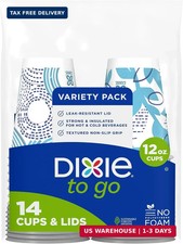 Dixie To Go Paper Coffee Cups With Lids, 12 oz, 14 ct, Disposable Insulated Pape