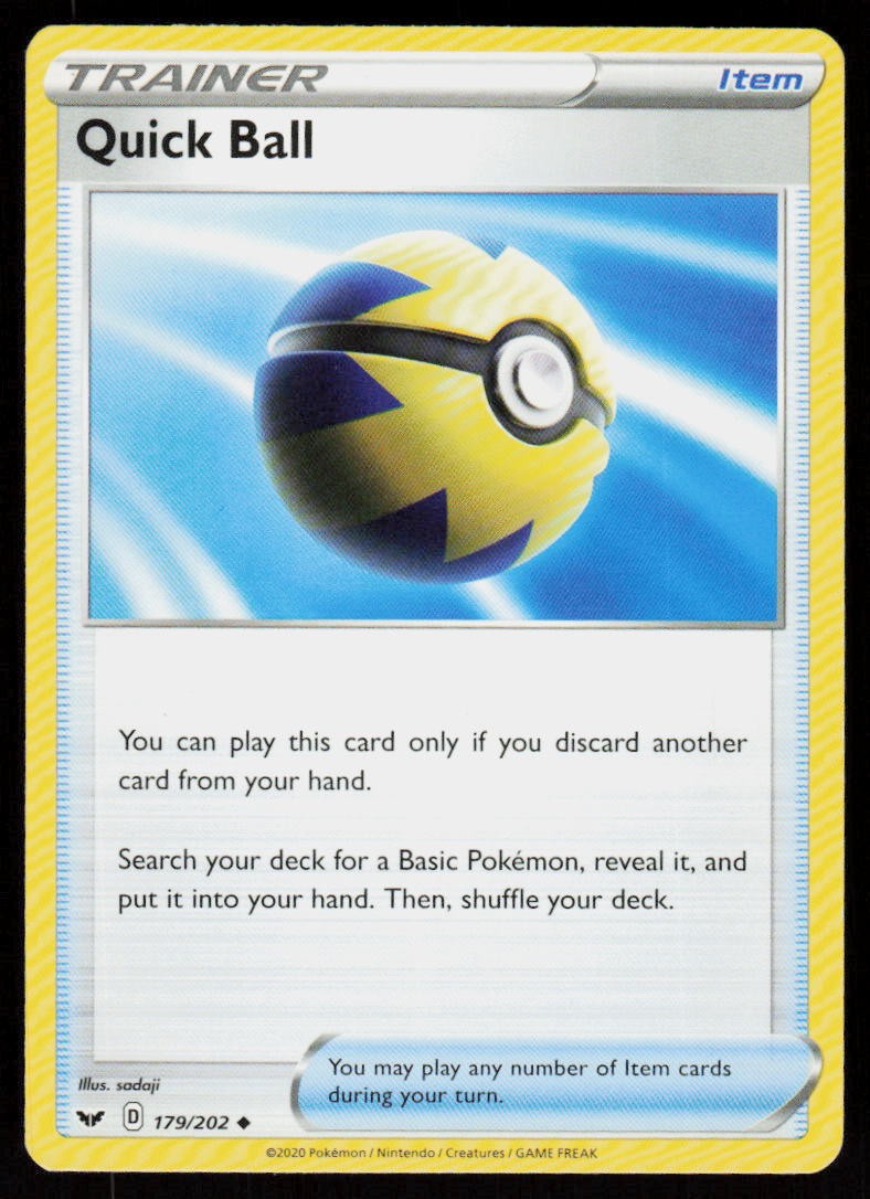Quick Ball 179/202 Uncommon Sword & Shield Pokemon Lightly Played
