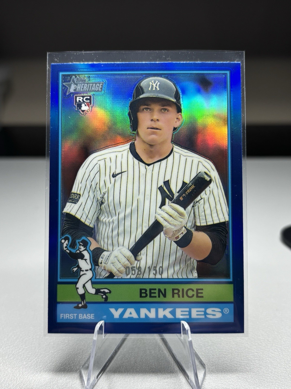 2025 Topps Heritage Ben Rice Blue Border Chrome /150 ROOKIE - YANKEES SP #406