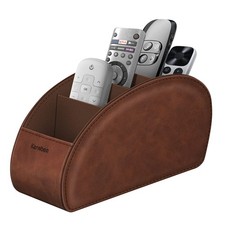 Remote Control Holder 5 Compartments AntiSlip Desktop Caddy Storage Brown