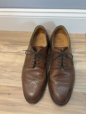 Berwick 1707 Size 10 Wingtip Oxford Shoes Pebble Grained Leather Goodyear Welted