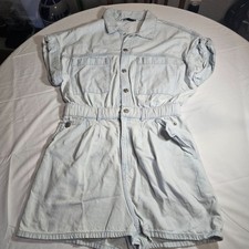 Zara Denim Romper/Jumpsuit, Light Blue, Light Wash, Medium, Snap Closure