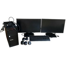 Lenovo ThinkStation P300 2 Dell Monitors Power Cords Cables 5 Mice 2-3 Dongles