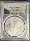 2023 Silver Eagle PCGS MS70 First Strike Silver Foil Label