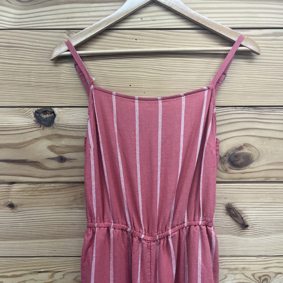 Mono Gap Mameluco Pequeño Mezcla de Lino Rojo Mineral Blanco Rayas Recortado B113 Foto 2 de 4