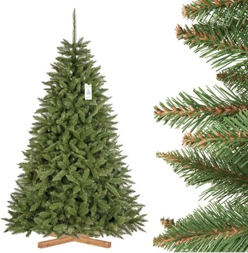 FairyTrees Weihnachtsbaum künstlich | FICHTE Natur mit Christbaum Holzständer | - Bild 10 von 10