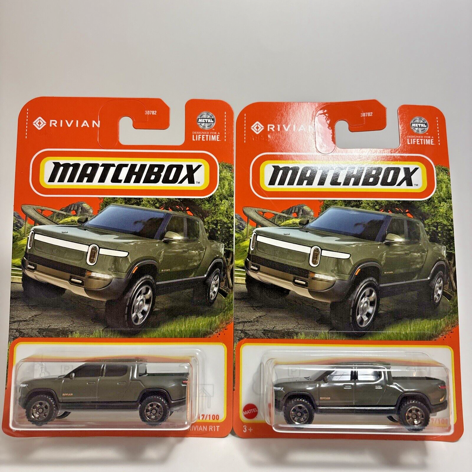 2024 Matchbox Rivian R1T 17/100 Forest Green - Set of 2 Electric Truck Off Road