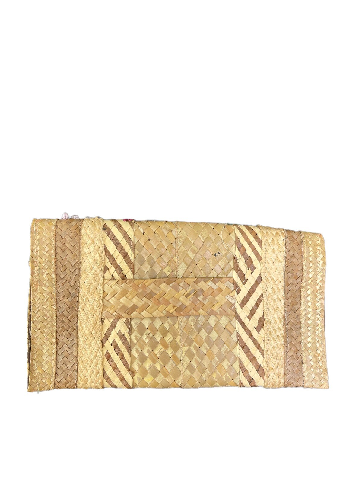 Handwoven Floral Straw Clutch Purse Vintage Perfect F… Gem