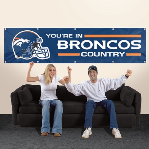 DENVER YOU'RE IN BRONCOS COUNTRY 8' X 2' BANNER 8 FUSS SCHWERES NYLONSCHILD - Bild 1 von 5
