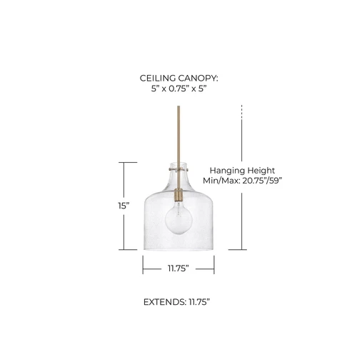 HomePlace Lighting 325712AD Crawford Urban/Industrial Clear Seeded Glass Jar ... - Picture 2 of 7