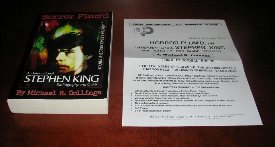 Horror Plum'd ARC by Stephen King | 1st Ed Uncorrected Proof Paperback - Image 2 of 4