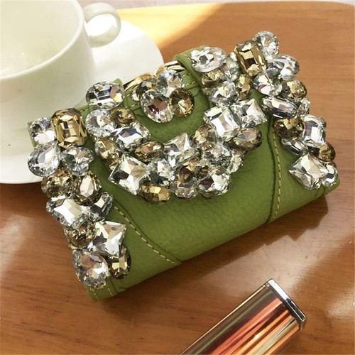 de Mujer Piel Cristal Tarjetero Lujo Monedero Pequeño Bolso Mano |