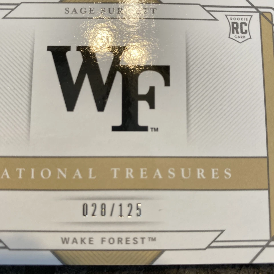 2021 National Treasure Collegiate Wake Forest Sage Surratt Booklet /125 - Image 2 of 2