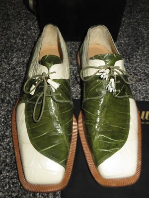 ?$1350 Mauri Italy White Green Alligator Crocodile Belt and  display picture 1