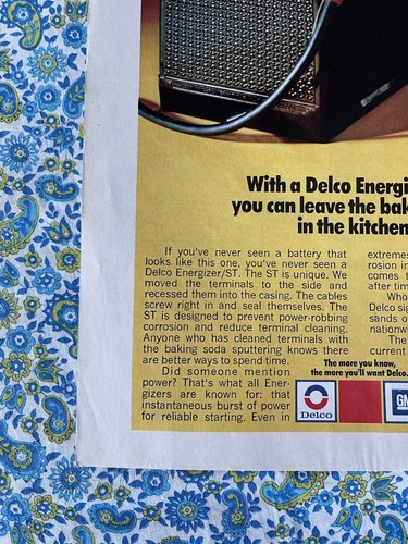 Vintage 1972 GM Delco Energizer ST Battery Print Ad Side Terminal - Picture 5 of 7