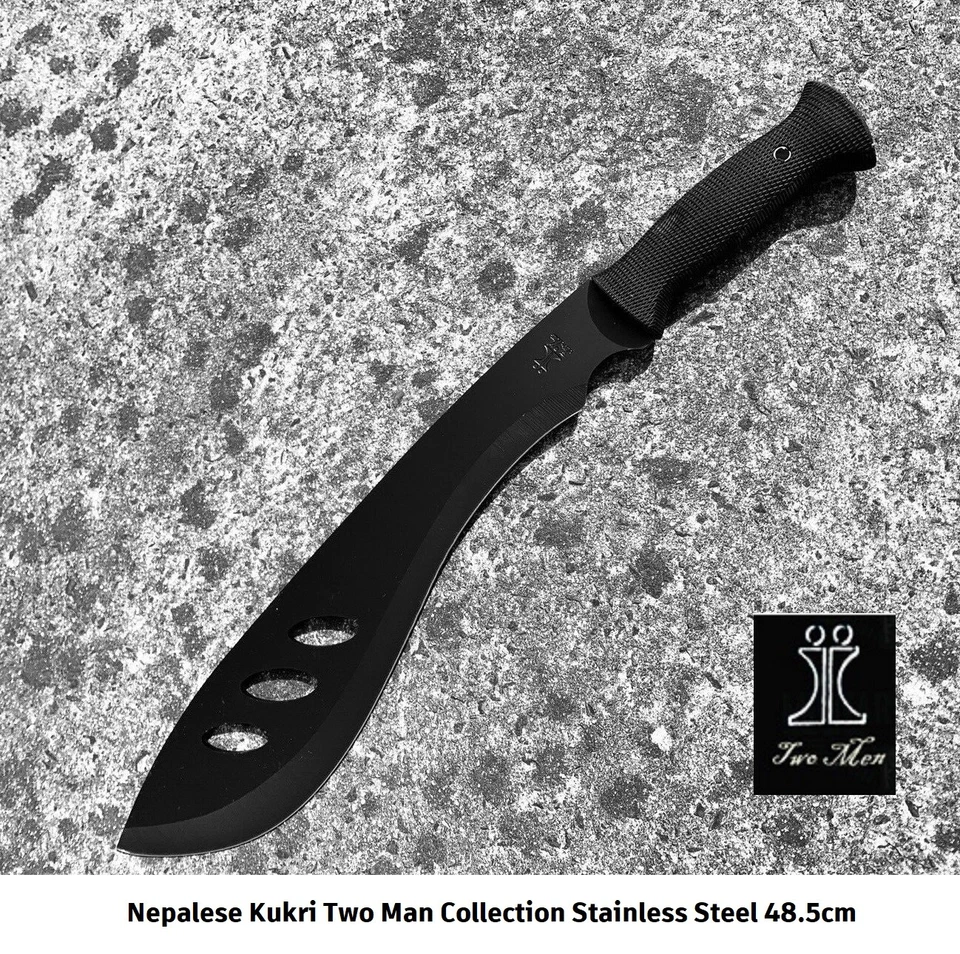 Kukri Nepalese Two Men In 440 Black/Chrome Stainless Steel Knife Collection