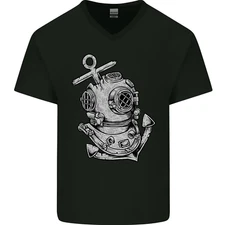 Scuba Diving Anchor Diver Sailing Sailor Mens V-Neck Cotton T-Shirt