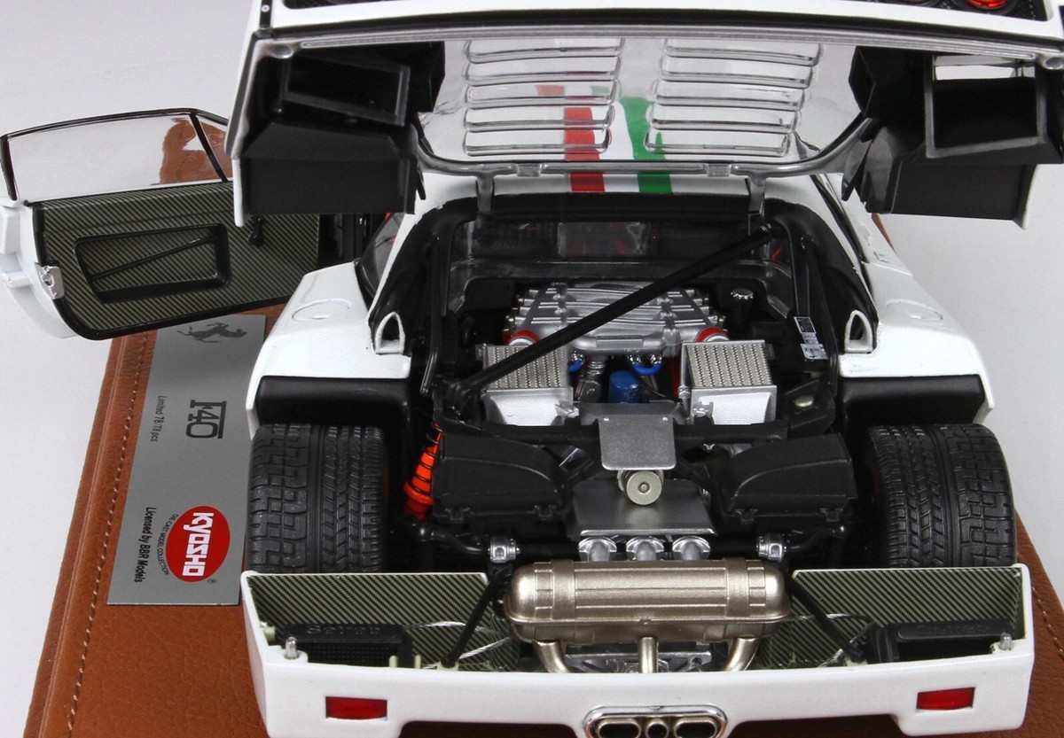 RARE* 1/18 BBR Kyosho Ferrari F40 Metallic White with RARE* 1/18 BBR Kyosho Ferrari F40 Metallic White with