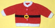 KNITTING PATTERN - Christmas Santa Baby Cardigan - Newborn to 3 months 