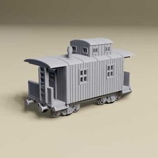 3D Printed Wargaming Train Caboose kit for 28mm or 20mm Miniature Terrain
