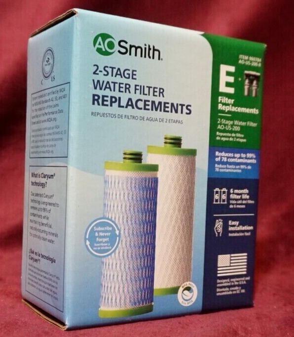 AO Smith Claryum Carbon Clean Water Filter Replacement 2 Pack . AOUS
