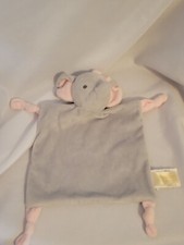 Dan Dee Baby Lovey Security Blanket Elephant Rattle Gray Pink Bow Plush Knotted