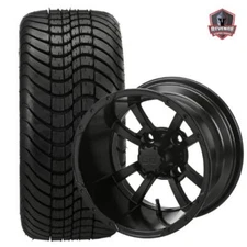 12" Maltese Matte Black Golf Cart Wheels and Tires Combo (215/35-12) Set of 4