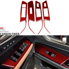8Pcs Red Carbon Fiber Window Lift Switch Panel Cover For Lexus GS GS350 2012-20