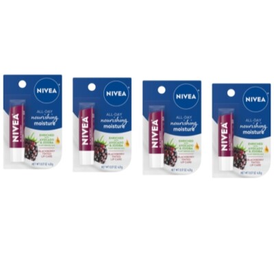 Nivea Blackberry Tinted Lip Care, 0.17 oz - Pack of 4